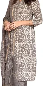 KLOSIA Women's Printed Straight Kurta and Pant with Dupatta Set