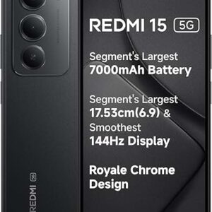 Redmi 15 5G Midnight Black 6GB + 128GB | Segment's Largest 7000mAhA Battery |
