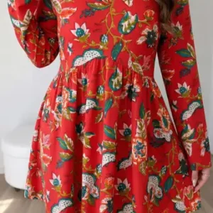 EXPORTBHAVYA Women Empire Waist Red Above Knee/Mid Thigh Length Dress