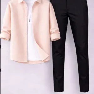 Black Deer Men Cotton Blend Shirt Pant Set